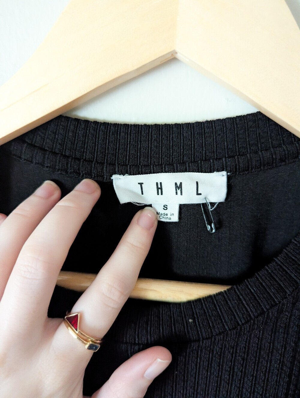 THML Anthropologie Black Cap Sleeve Blouse - Picture 2 of 2